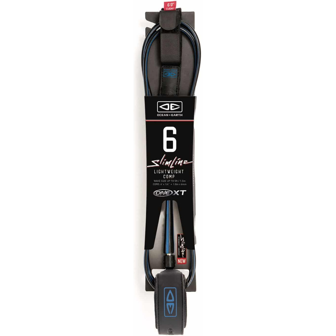 2026  Ocean And Earth  Slim Line One-Xt Light Weight  Comp  6-Fuß-Surfboard-Leash LSC60XT-BLU   Black  / Blau